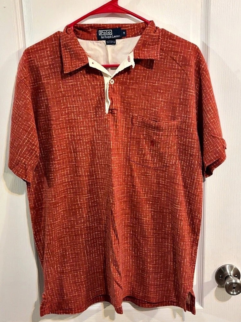 Polo Ralph Lauren Vintage 90s Textured Polo Brown & Orange Size Medium